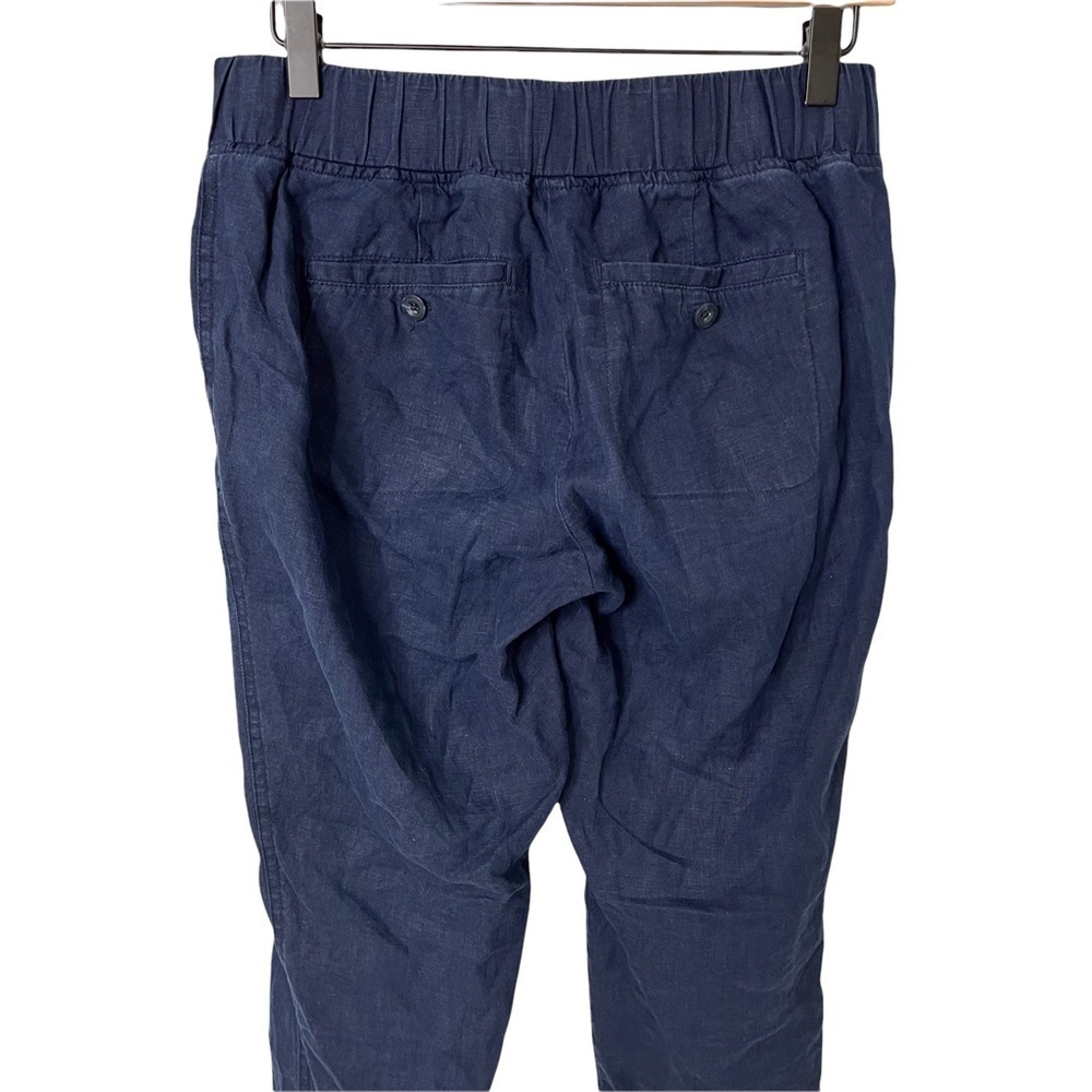 Athleta Linen Ankle Pants Tapered Leg Navy Blue Size 2 Pull On - Picture 6 of 9